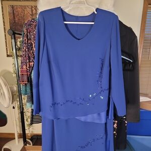 Elegant Blue Embroidered Dress Set